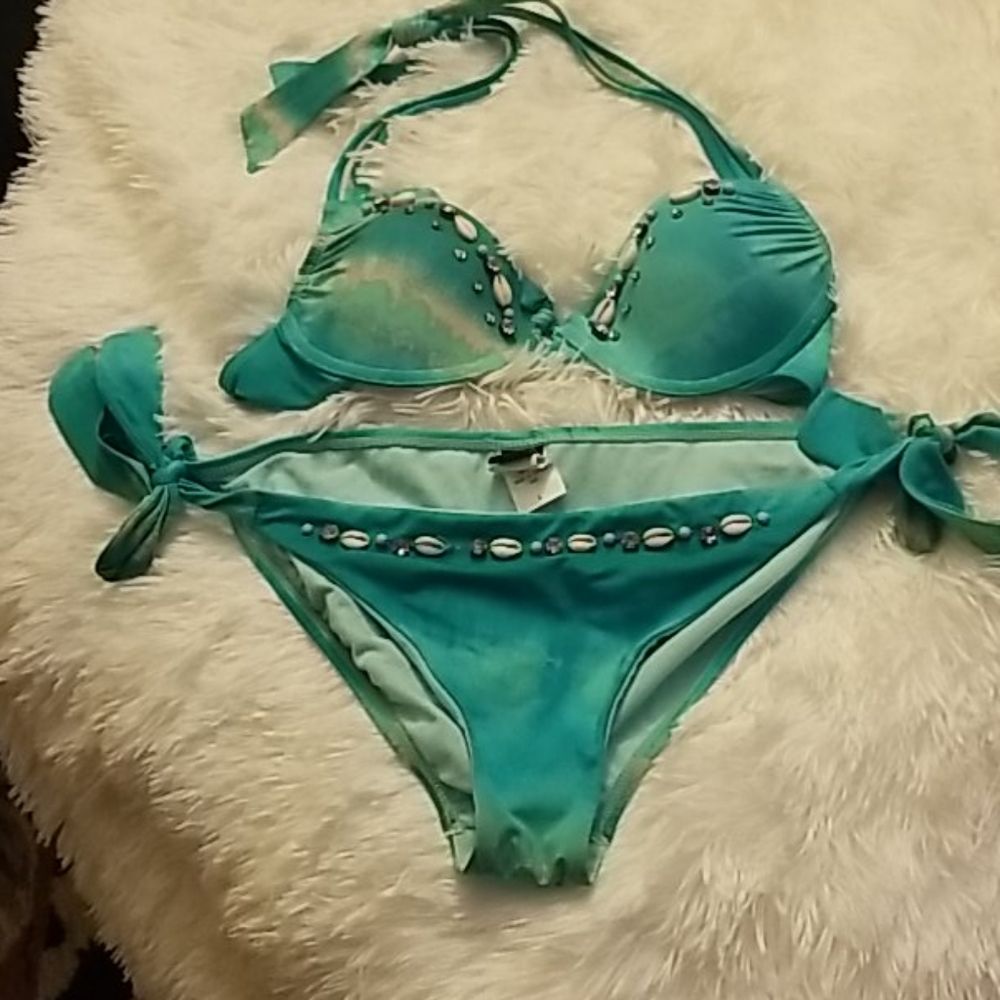 Ninty Six Degrees turquoise sea shell bikini
